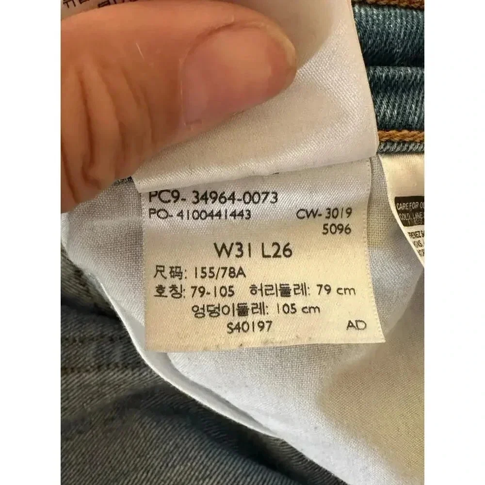Levi's Premium Blue Denim Straight Leg Jean Size W31